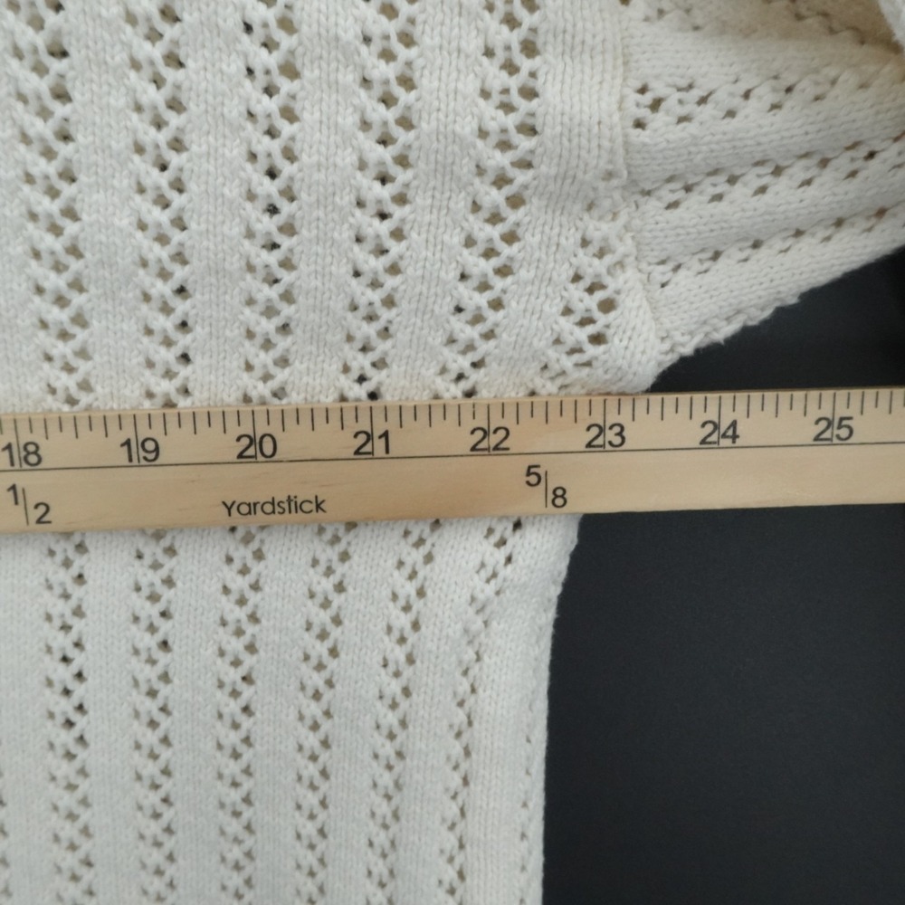 Sabo Skirt Sweater Womens Large Ivory Cream Open Knit Polo V Neck Coastal Preppy - Picture 4 of 11